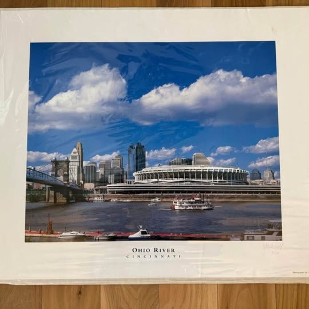 River Front Stadium Ohio River photo print